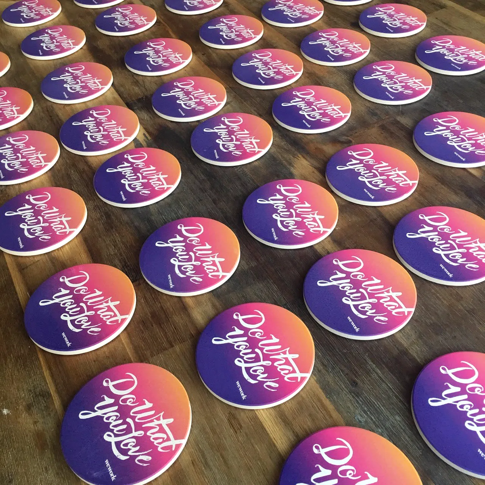 UV printed drink coasters for WeWork